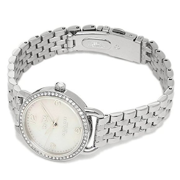 Coach WOMEN Silver Tone Delancey Mother of Pearl Crystal Watch 28mm 14502477 NWT - Picture 3 of 4